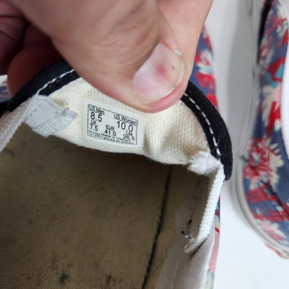 Vans Classic Slip-on Crew Graffiti Floral Red Blue Canvas Shoes Women's Size 10 - Picture 7 of 13